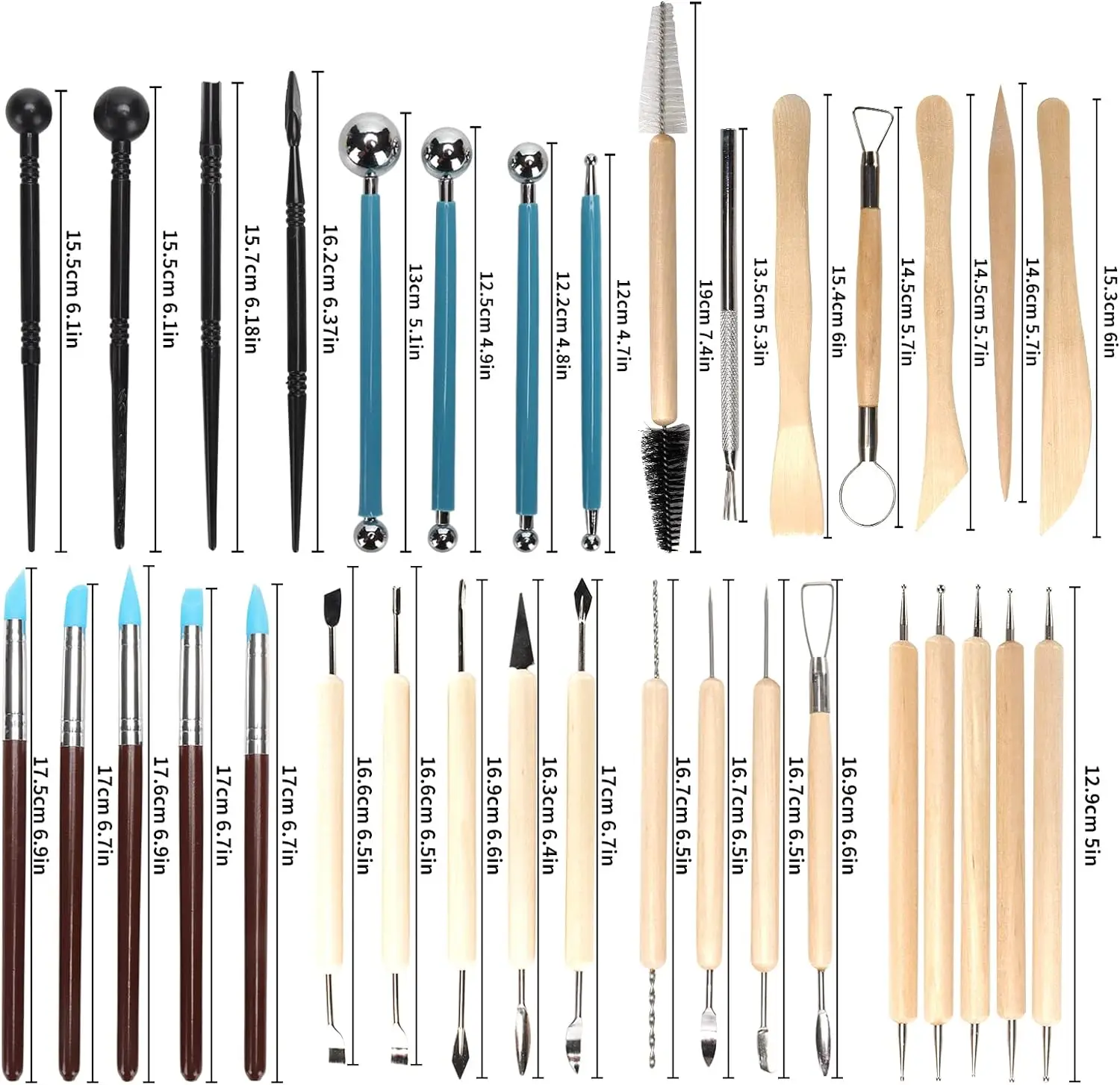 Chisel Set Wood - Juego de herramientas para alfarería de