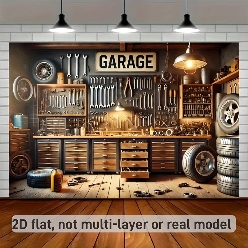 Workshop Tools Photos - Tapiz de Pared Estilo Industrial con